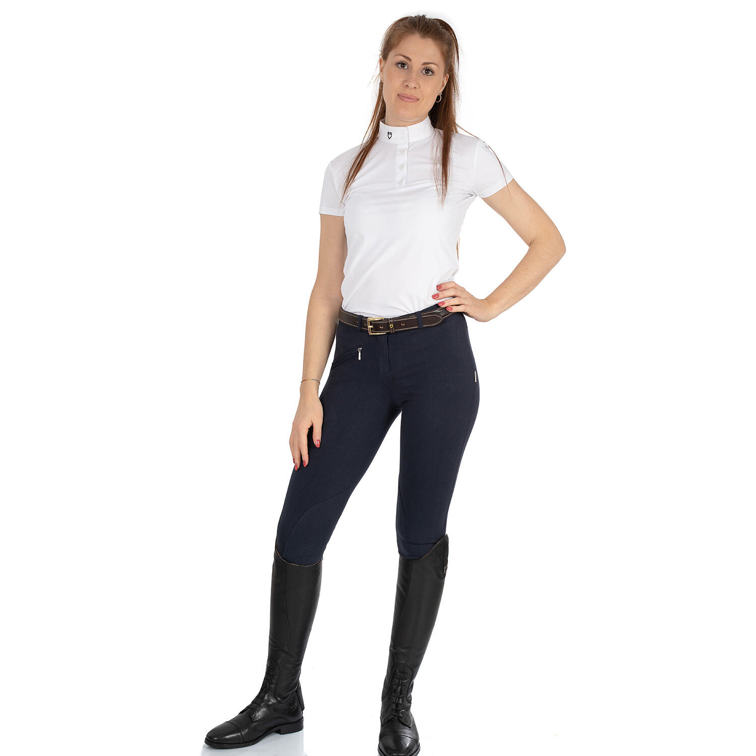 Pantalon d'équitation femme en coton stretch 4/4