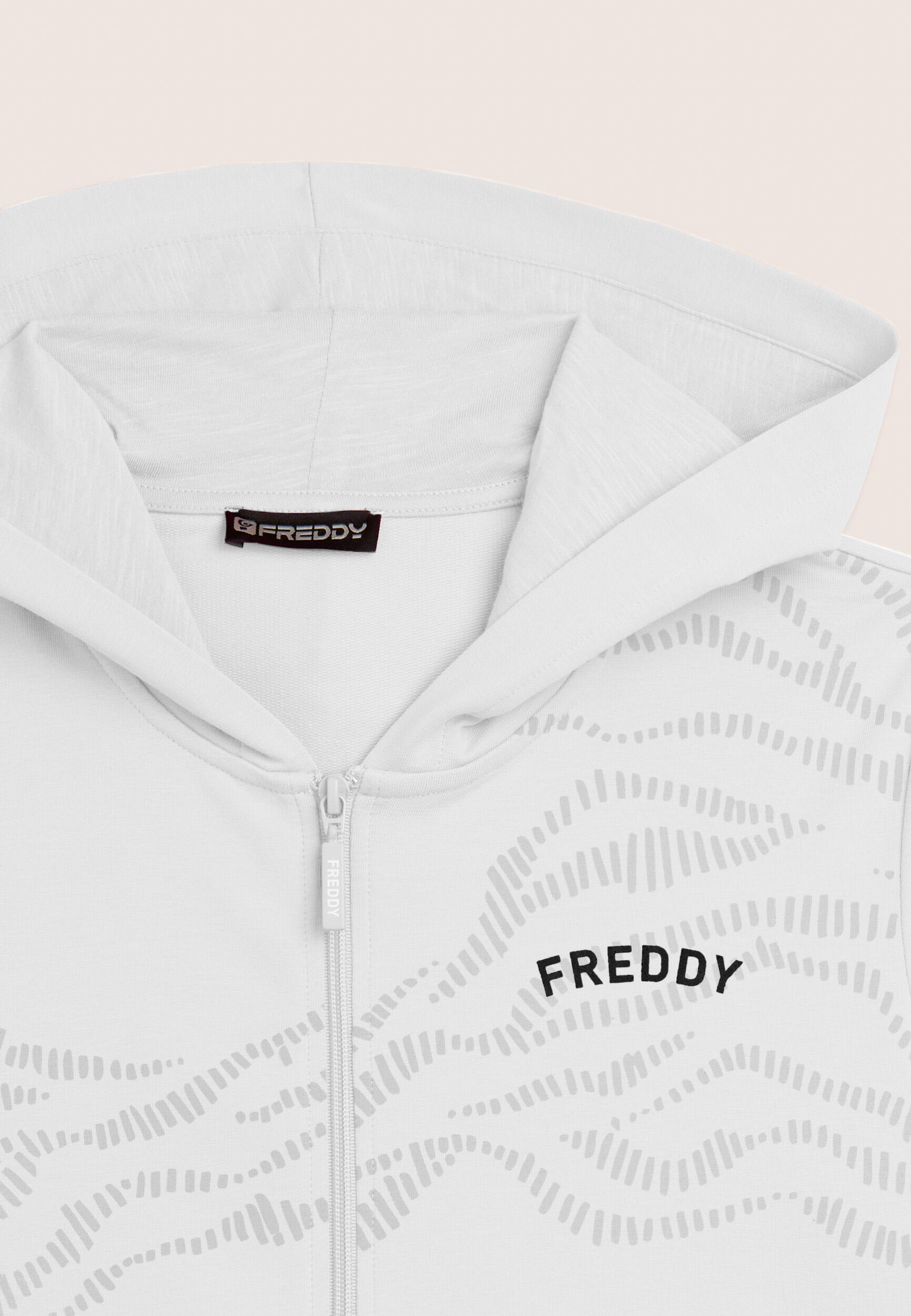 Sweatshirt met capuchon van French Terry met ritssluiting en grafisch motief 6/6