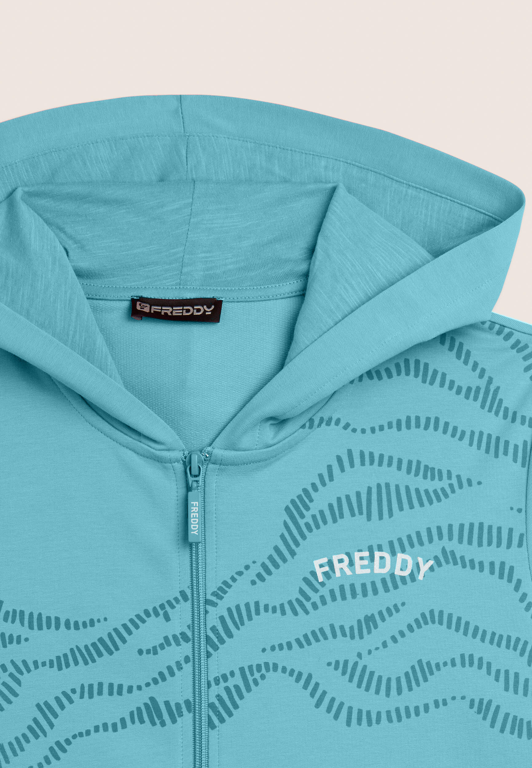 Sweatshirt met capuchon van French Terry met ritssluiting en grafisch motief 6/6