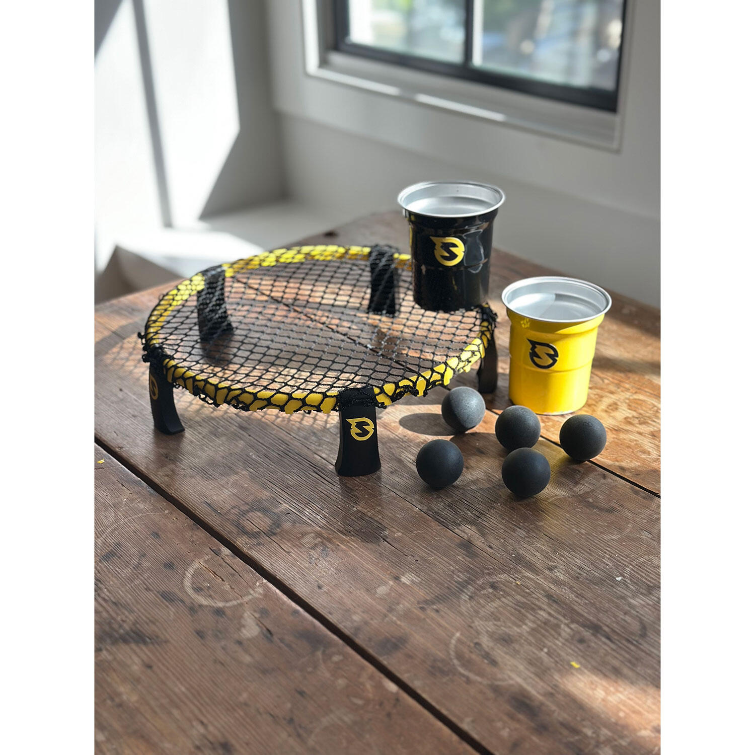 Spikeball Roundnet Set Spikepong Tafelspel Editie Spikepong Zwart Geel 5/6