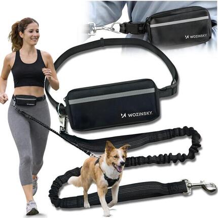 Pas biodrowy do biegania z psem smycz elastyczna saszetka hands free
