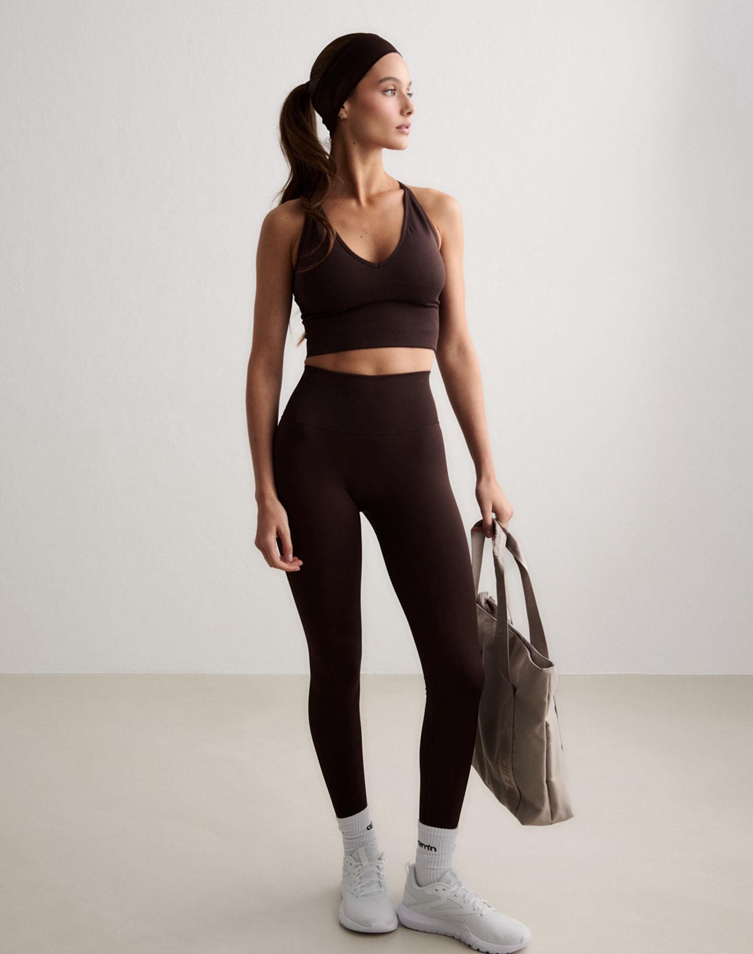 Femme Leggings Sans Couture Chocolat 7/7