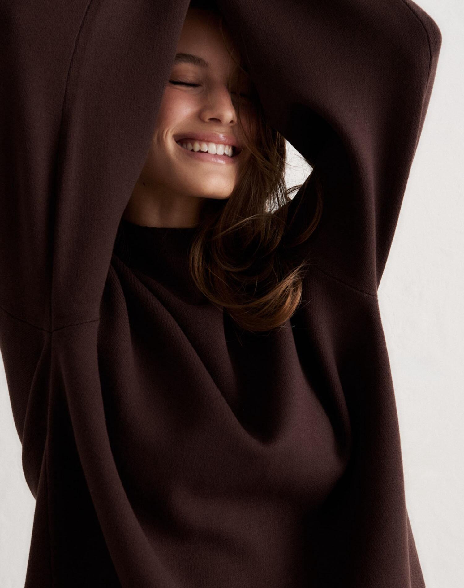 Donna Maglione Lavorato a Maglia Cioccolato 5/7