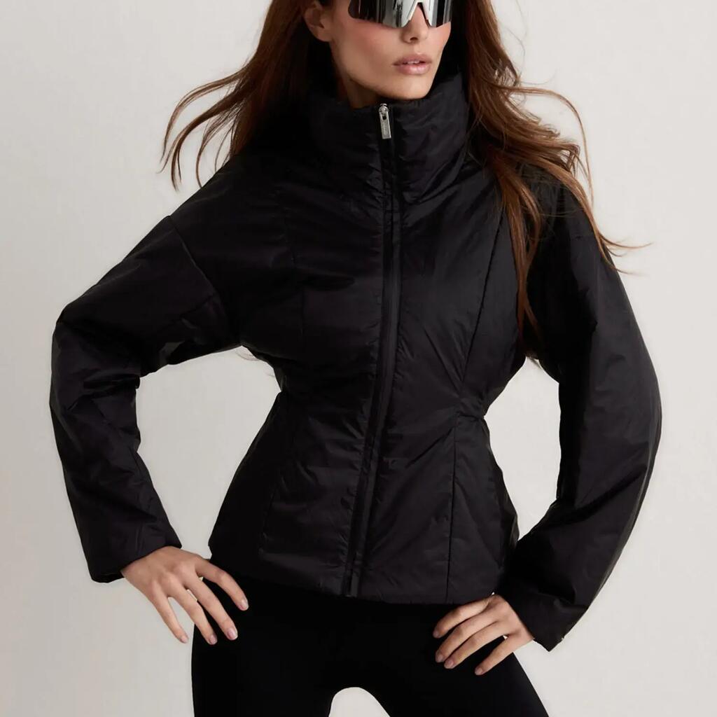 Women's Padded Jacket Lightweight Water-Repellent High Neck Contour Black