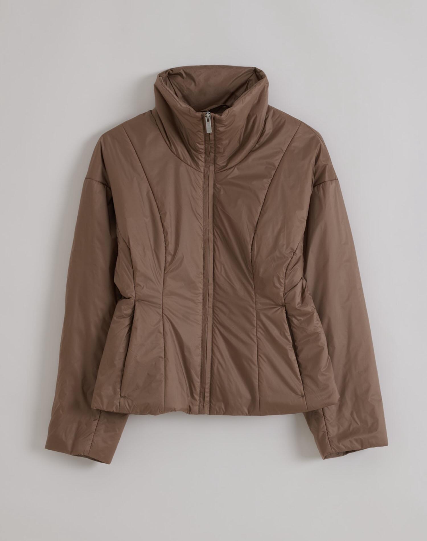 Giacca Imbottita da Donna Idrorepellente Collo Alto Tasche Zip Marrone Espresso 6/6