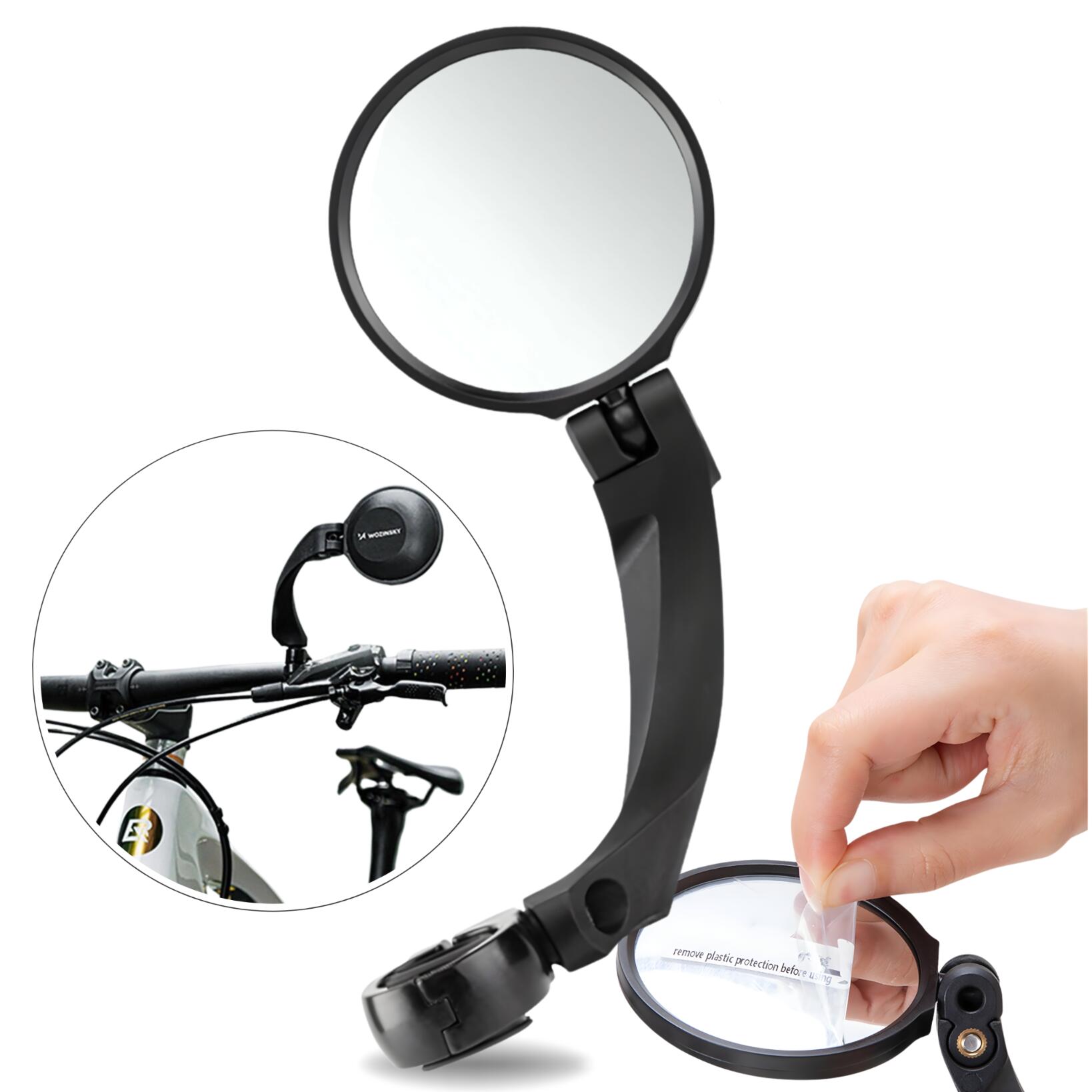 WOZINSKY Zpětné zrcátko na kolo, montáž na řídítka Wozinsky