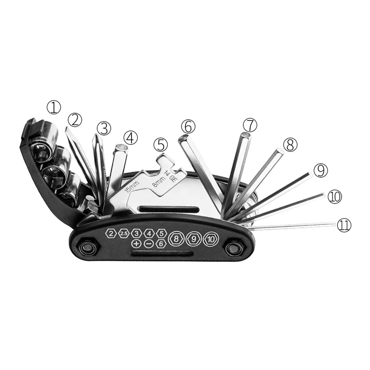Wozinsky fietsgereedschapsset – 16-in-1-multitool, pomp, tas 5/7