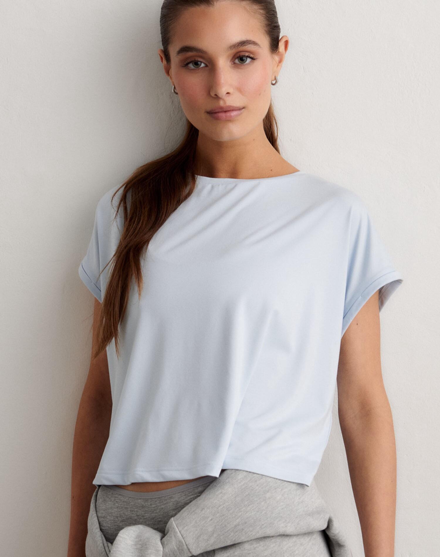 Damski top treningowy ultramiękki second skin szybkoschnący Soft Basic niebieski