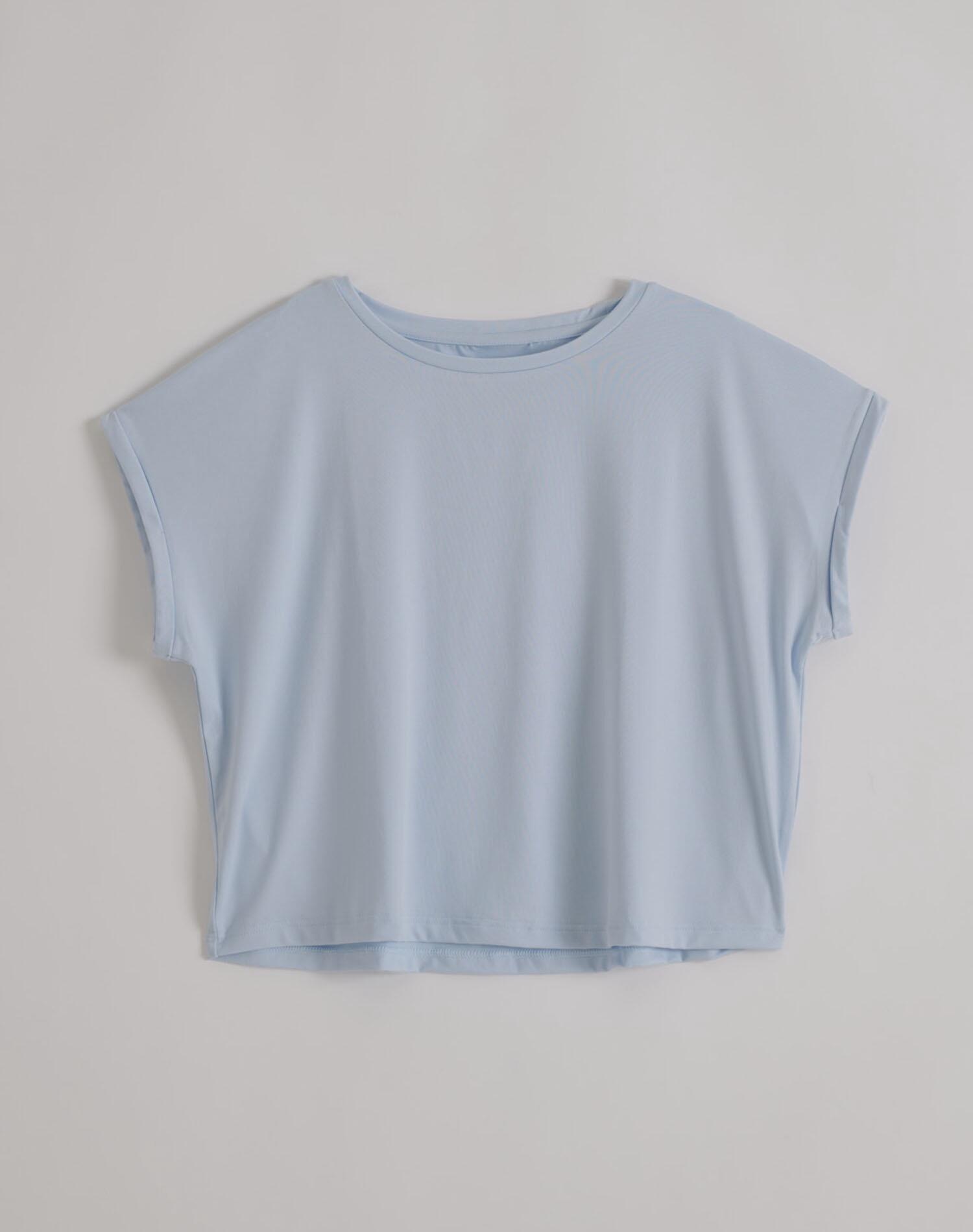 Camiseta Mujer Ultra Suave Secado Rápido Soft Basic Manga Corta Azul 4/4