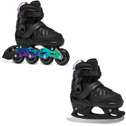 Verstellbare Rollschuhe Schlittschuhe 2in1 Oxen Schwarz/Mint Anodized