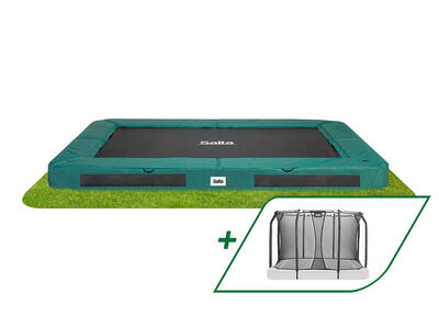 Premium ground - inground trampoline - 305x214cm - groen