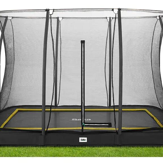 10ft x 7ft Salta Black Rectangular Comfort Inground Trampoline with Enclosure