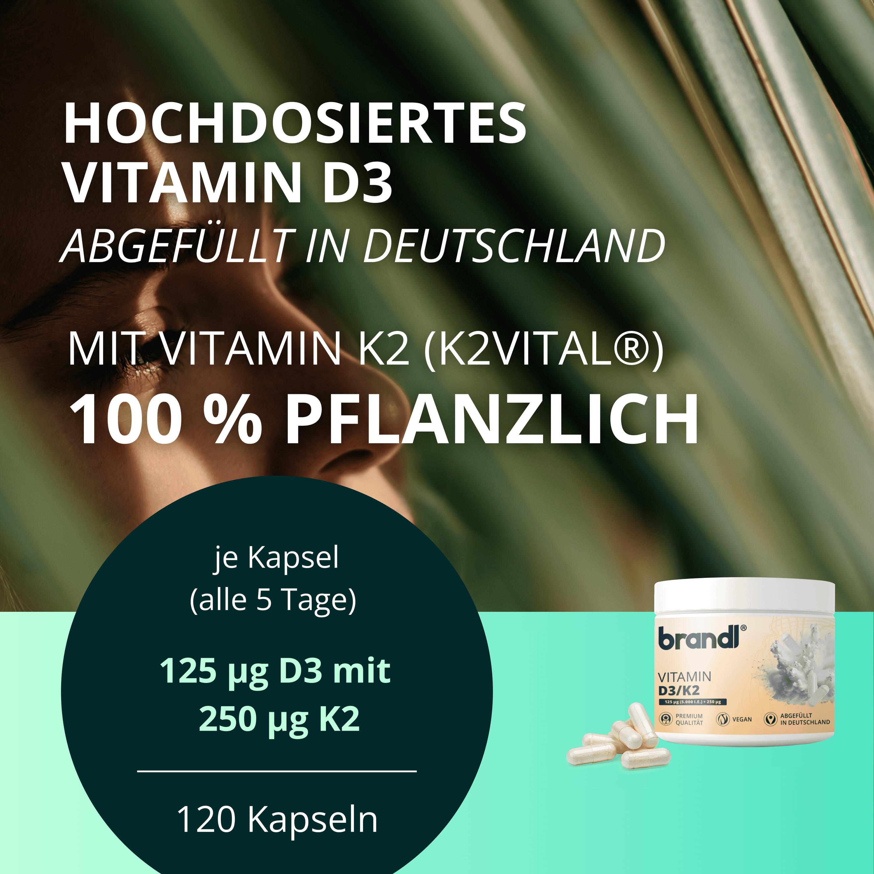 brandl® D3 K2 Kapseln hochdosiert [120 Stück] | vegan | Laborgeprüft 2/6