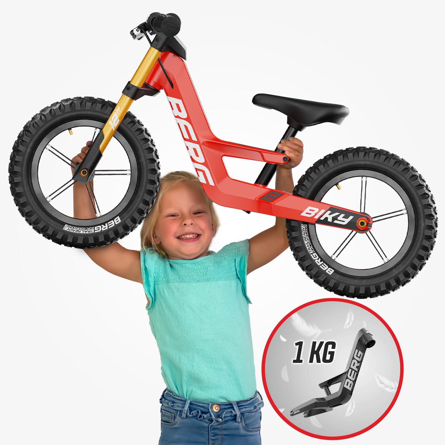 Bici senza Pedali per Bambini, 2,5+ Anni, Biky Cross Rosso 2/7