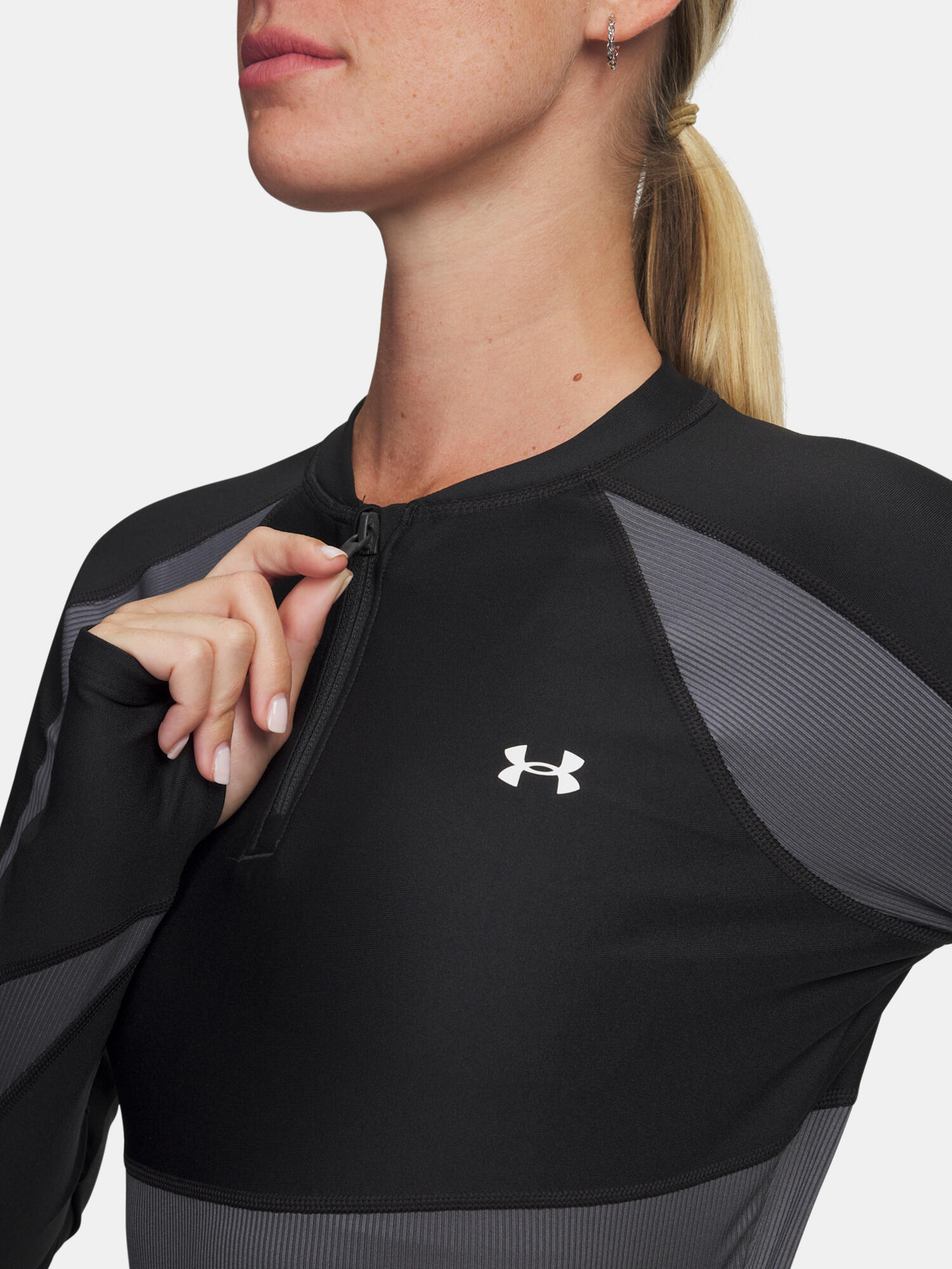Under Armour HeatGear Rib longsleeve met 1/4 rits 3/4