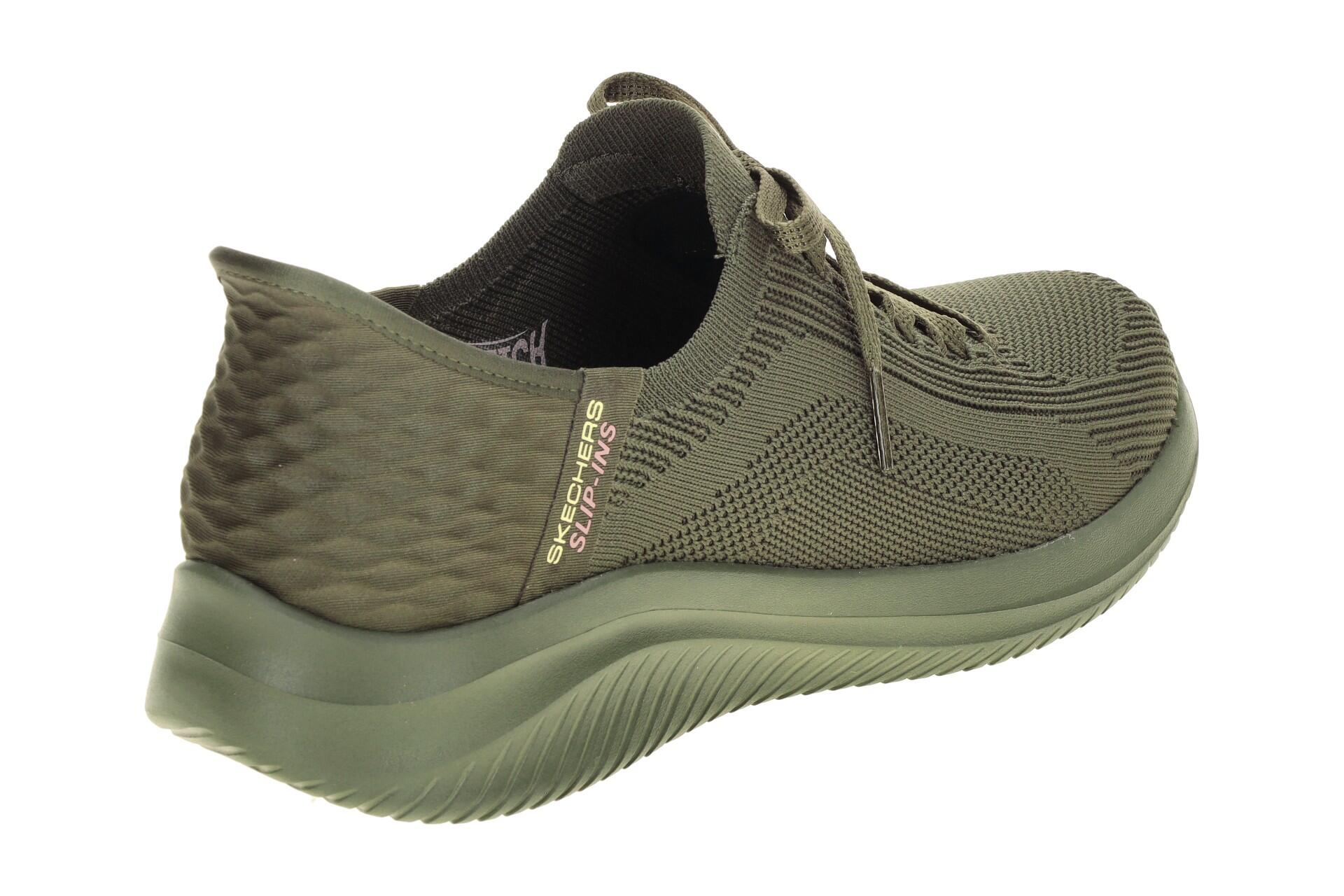 Skechers Ultra Flex Slipper Schuhe grün olive SLIP-INs 150447 4/7