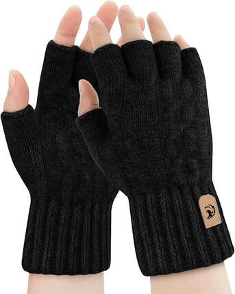 Gants sans doigts pour femmes et noirs