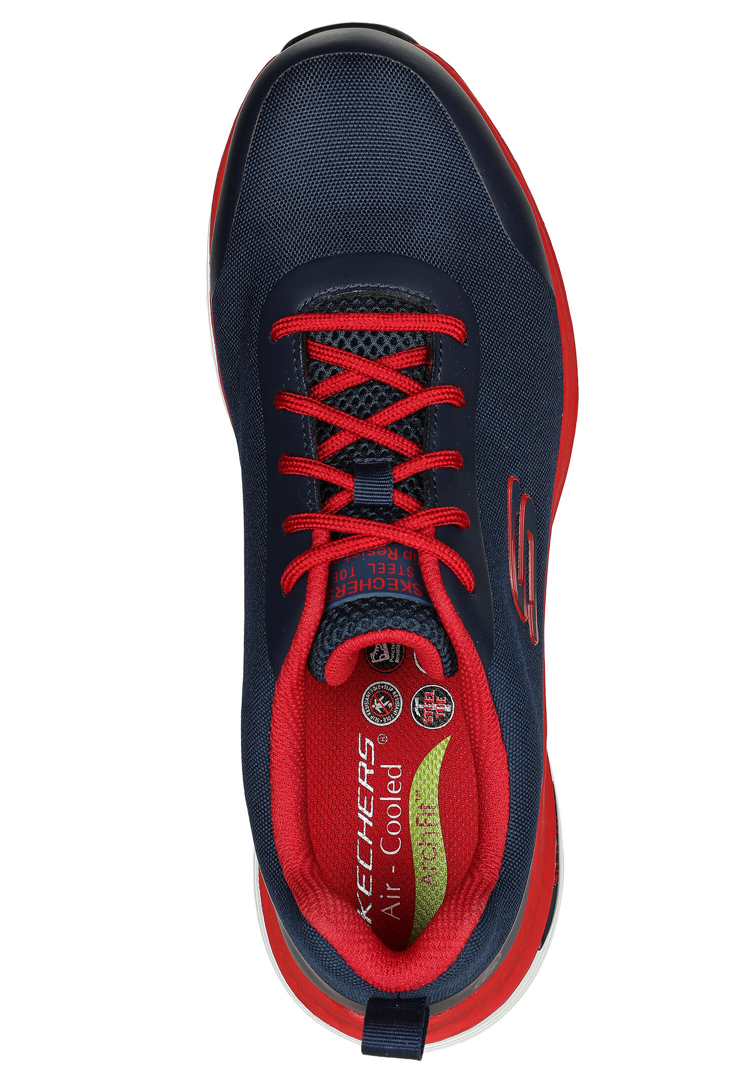 Skechers Herren Sicherheitssneaker SRRINGSTAP ARCH FIT 200086EC NVRD Blau/Rot 3/4