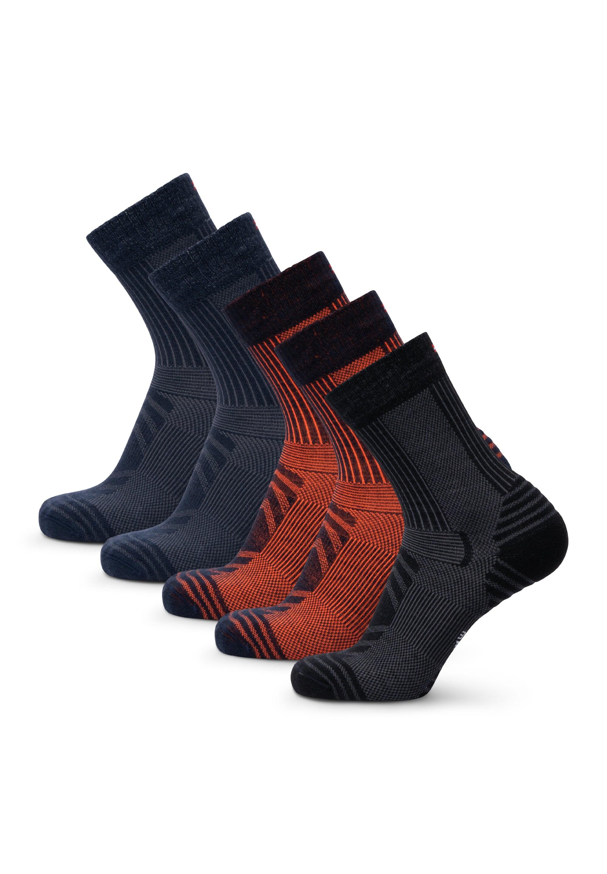 Calcetines de senderismo 5 pares Ligeros de Lana Merino Transpirables y Cálidos 3/4