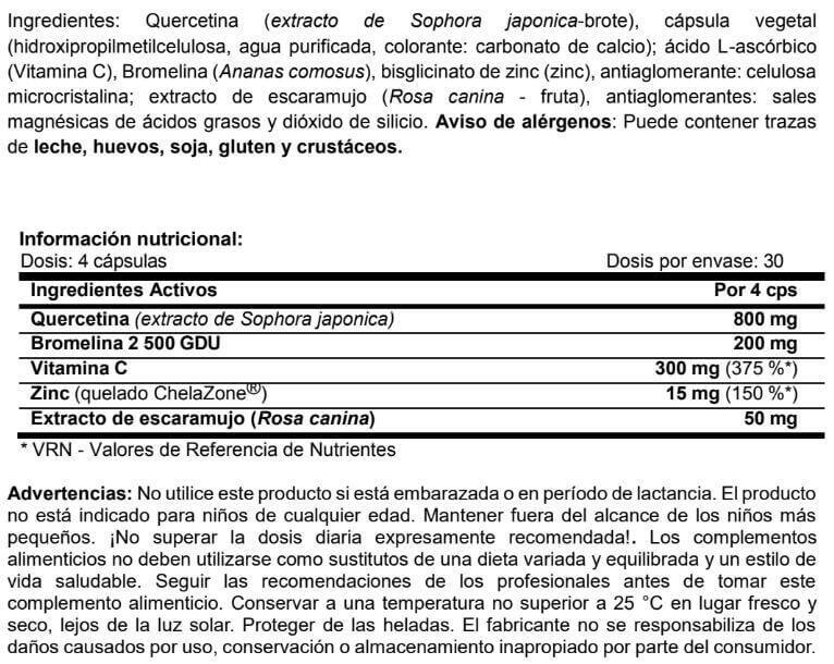 Quercetina con Bromelina Plus - 120 Cápsulas Amix Nutrition 3/4