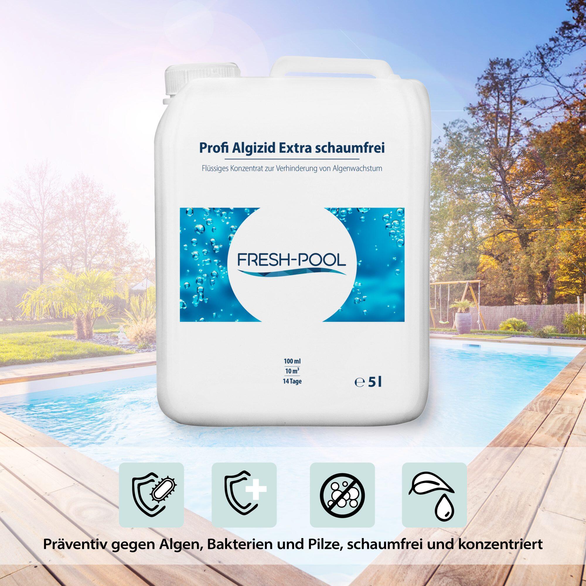 Fresh-Pool Profi Algizid Extra schaumfrei 5 Liter - Pool Algenmittel |
Pool Algi 2/7