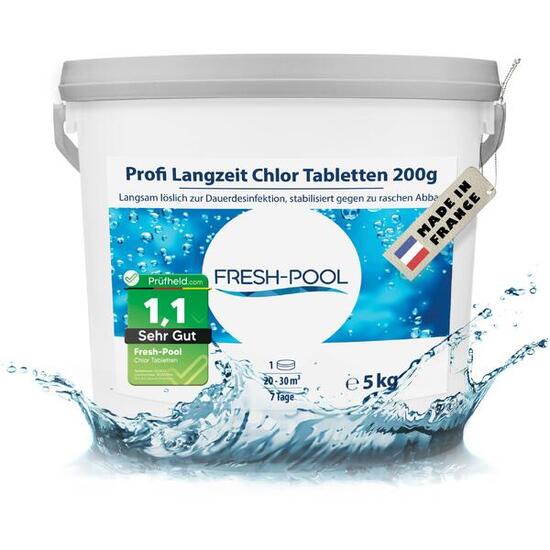 Fresh-Pool Profi Langzeit Chlor Tabletten 200g 5 kg - Chlortabs /
Chlortabletten