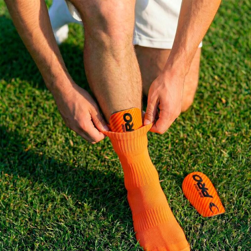 Mini Espinillera de fútbol HO SOCCER para niños y adultos Naranja 3/6