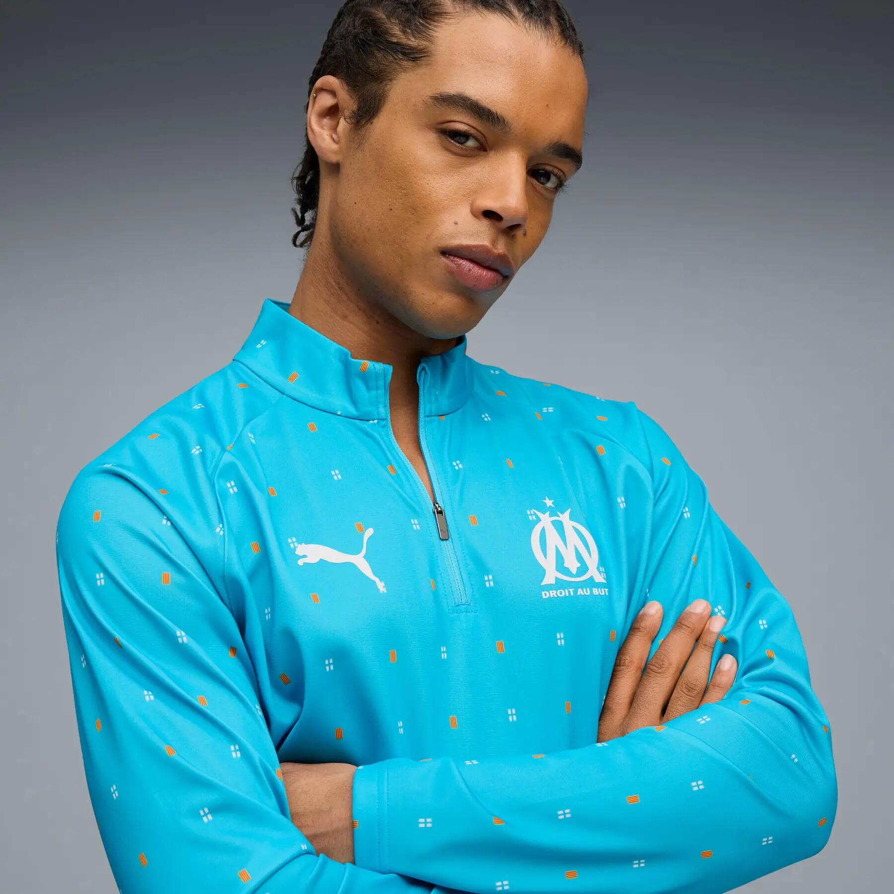 Maglia pre-partita con zip a quarti dell'Olympique de Marseille da uomo PUMA 7/7