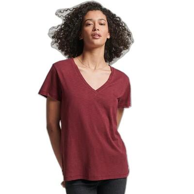 Geborduurd en gevlamd dames-t-shirt met v-hals superdry