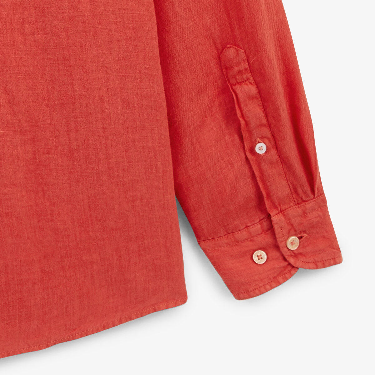 Camicia a maniche lunghe in lino rosso ruggine 4/4