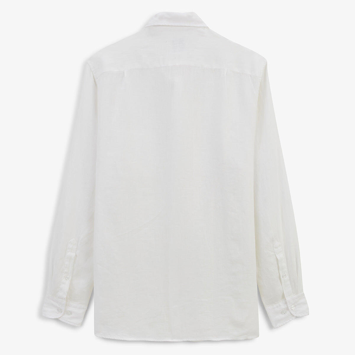 Camicia a maniche lunghe in lino bianco tinta unita 2/4