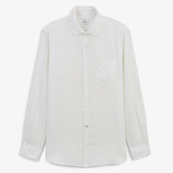 Chemise manches longues unie en lin blanche