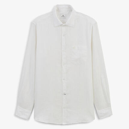 Chemise manches longues unie en lin blanche