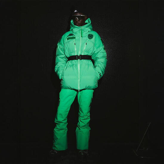 Pantaloni tuta da uomo donna in poliestere verde da sci