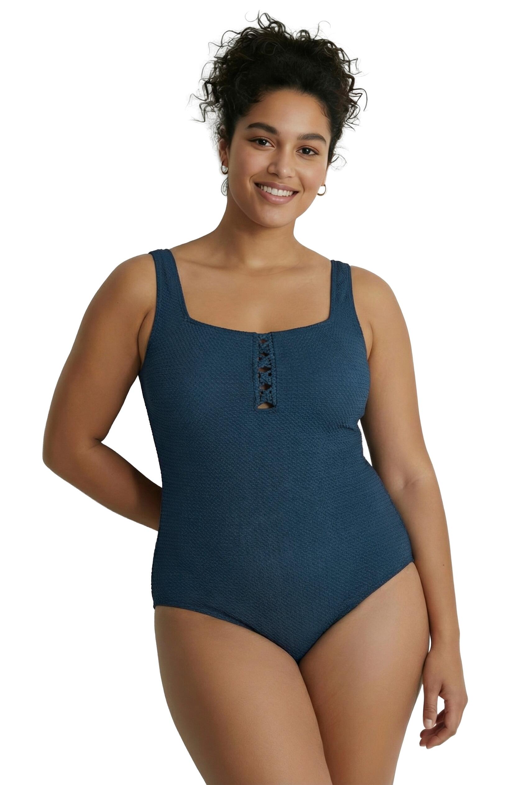 Femme Maillot de bain à bonnets souples. Décolleté carré. Texture gaufrée 6/7