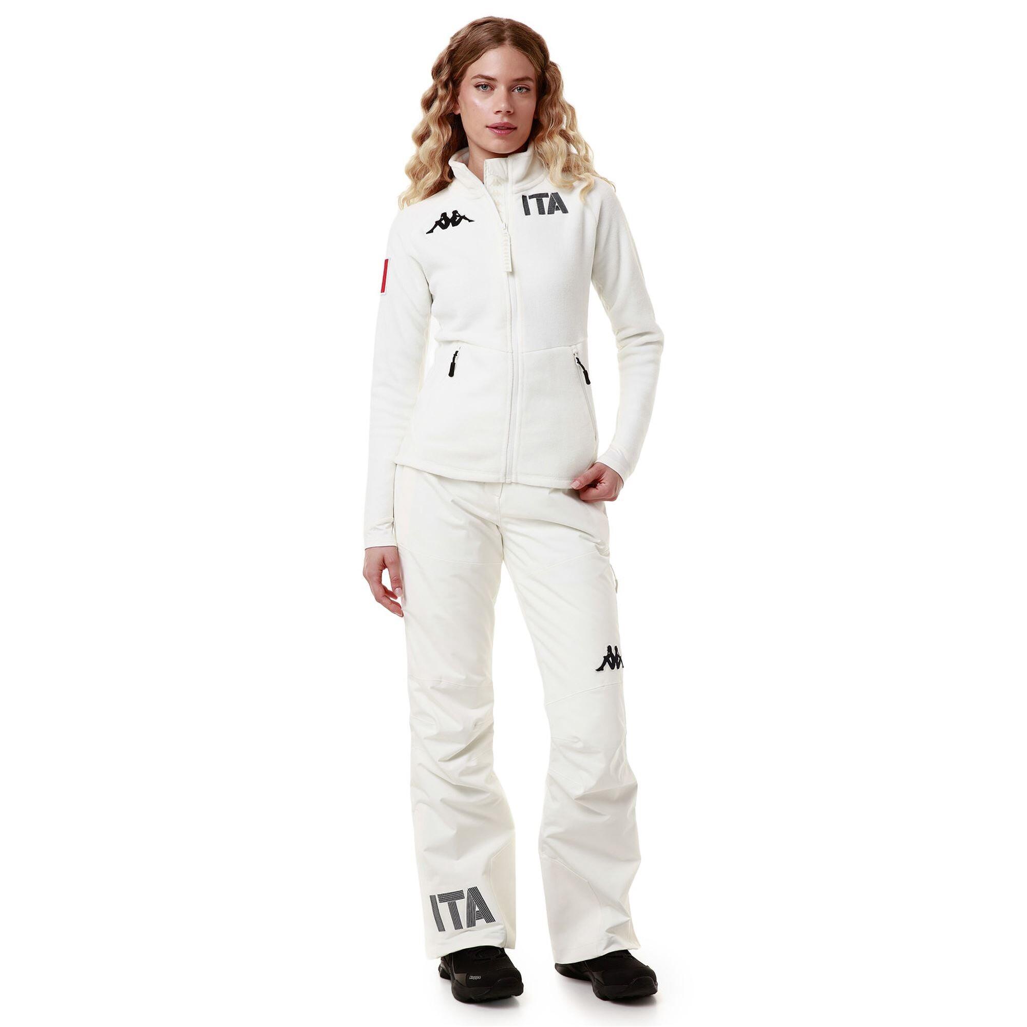 Pantaloni tuta da donna in poliestere bianco da sci 5/6