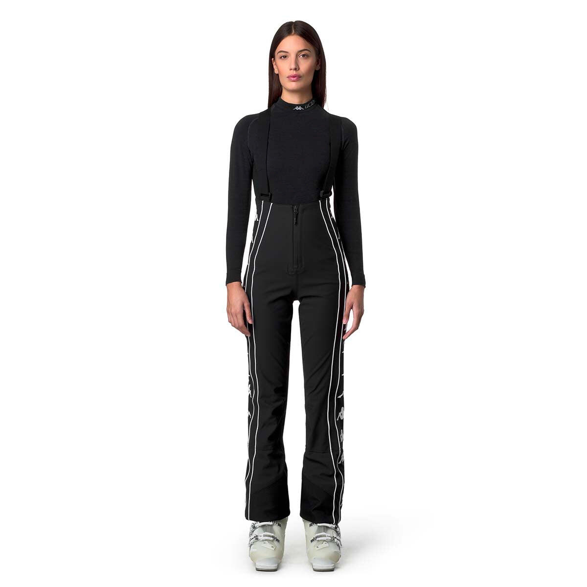 Pantaloni tuta da donna in poliammide nero da sci 6/7