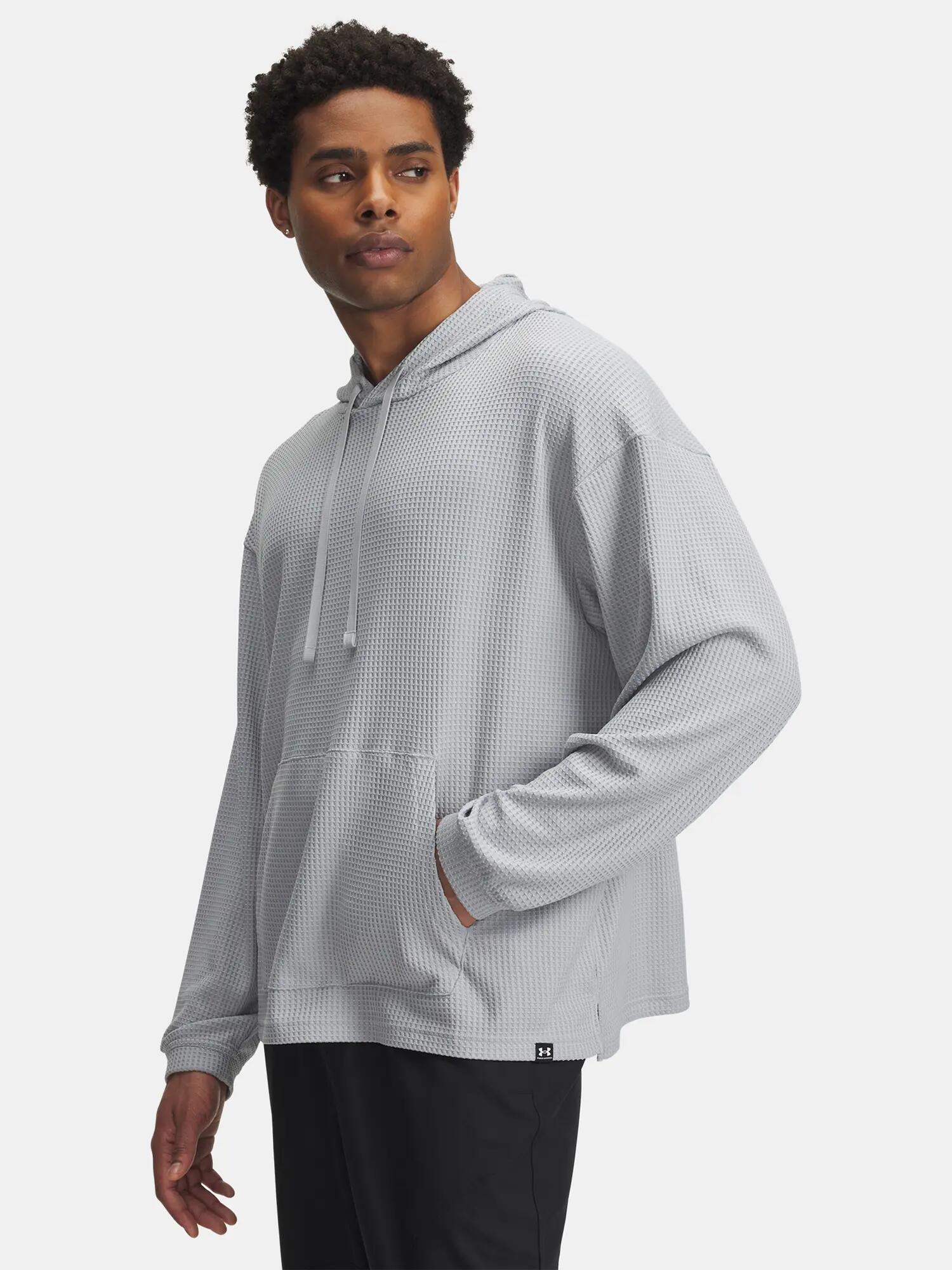 Férfi pulóver Under Armour UA Rival Waffle Hoodie-GRY 1/2