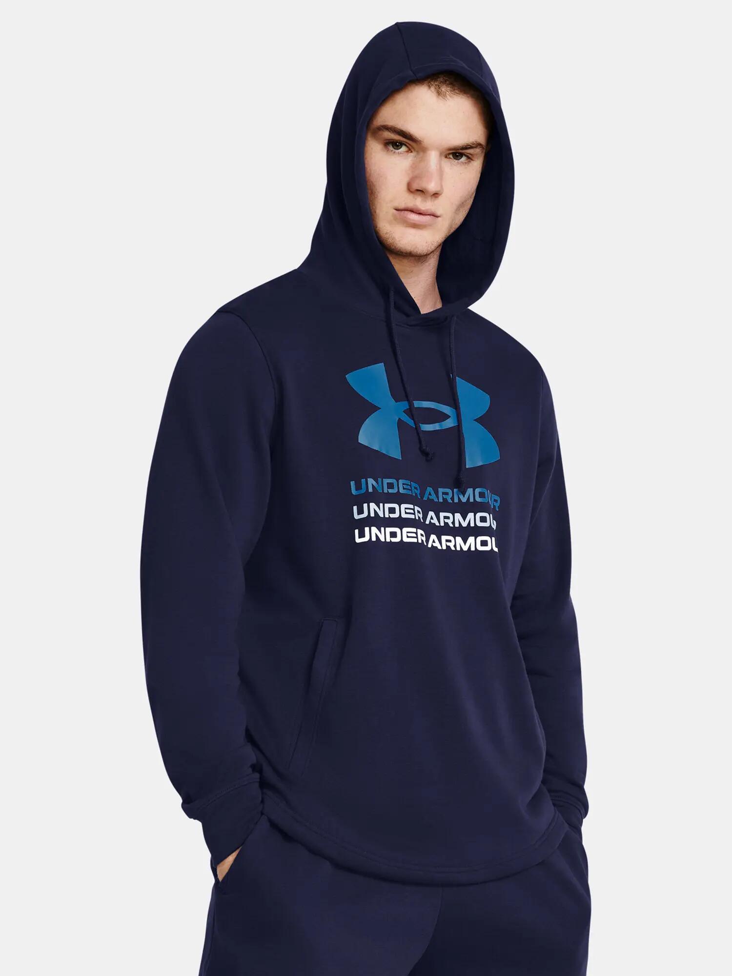 Férfi pulóver Under Armour UA Rival Terry Graphic Hood 1/4