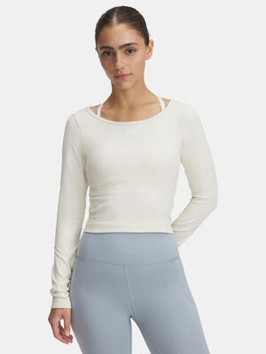 Dames trainingslongsleeve under armour train seamless steen/wit