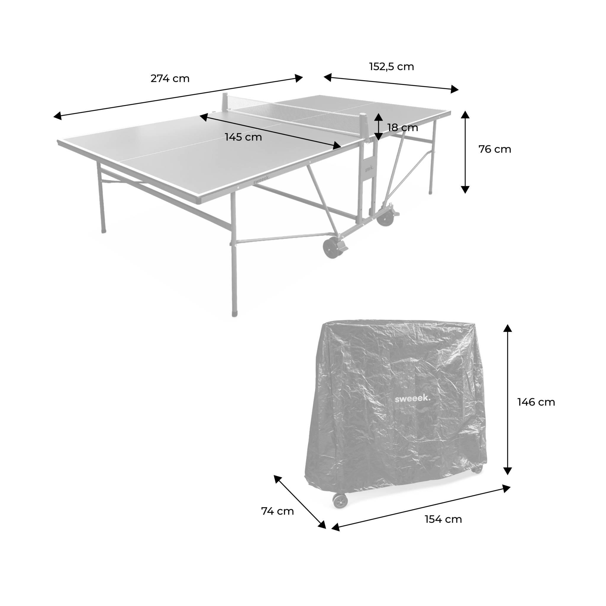 Table de ping pong indoor gris + Housse en PVC  | sweeek 5/5