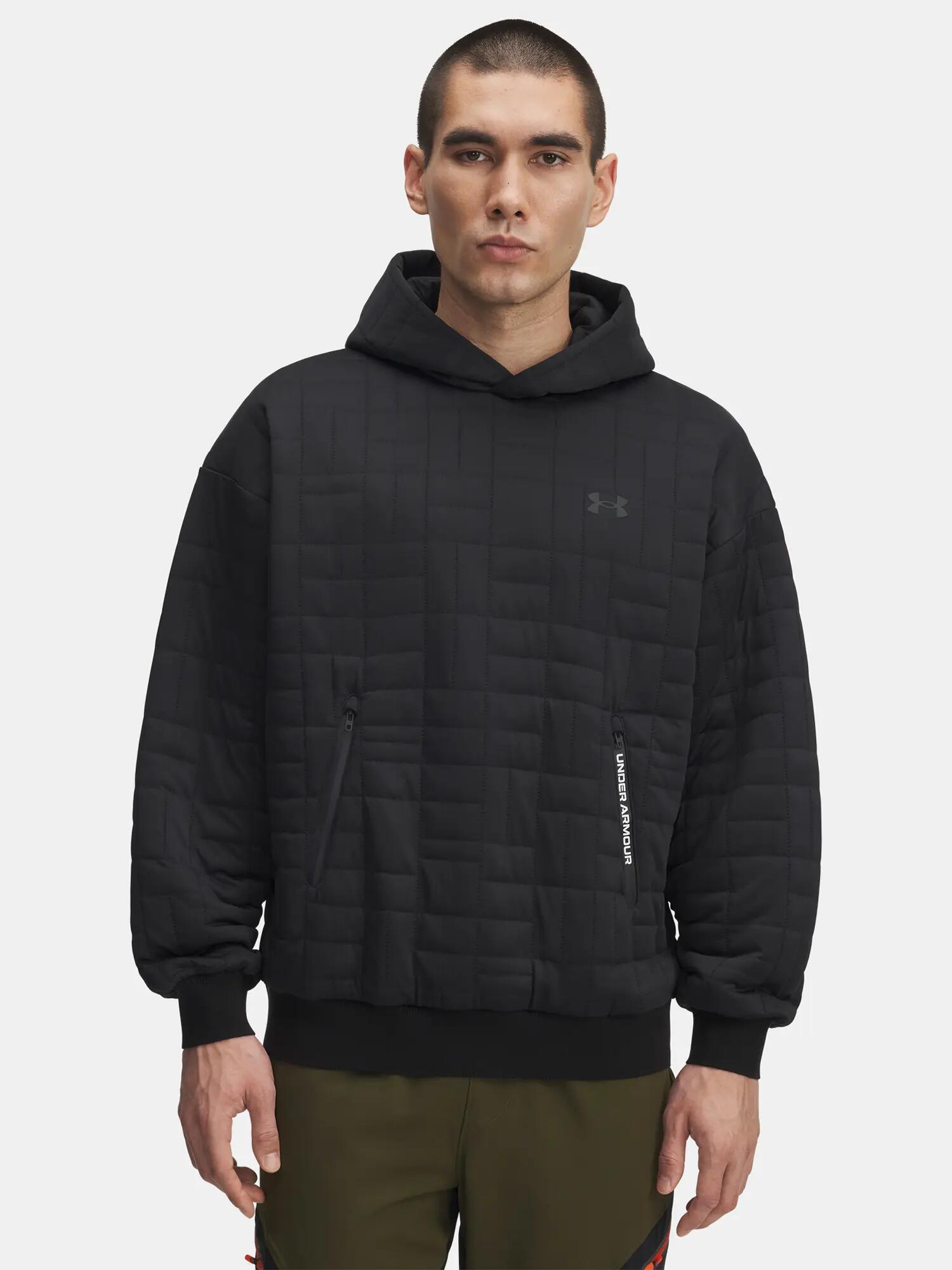 Férfi pulóver Under Armour UA Unstoppable Flc Txtr Hdy-BLK 1/4