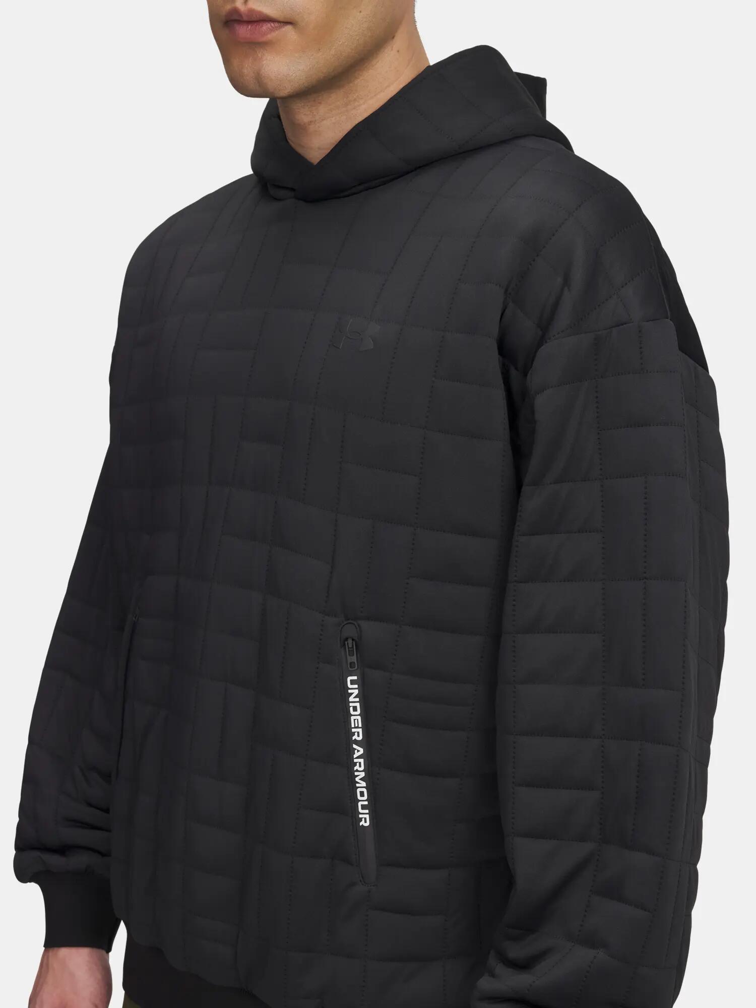 Férfi pulóver Under Armour UA Unstoppable Flc Txtr Hdy-BLK 3/4