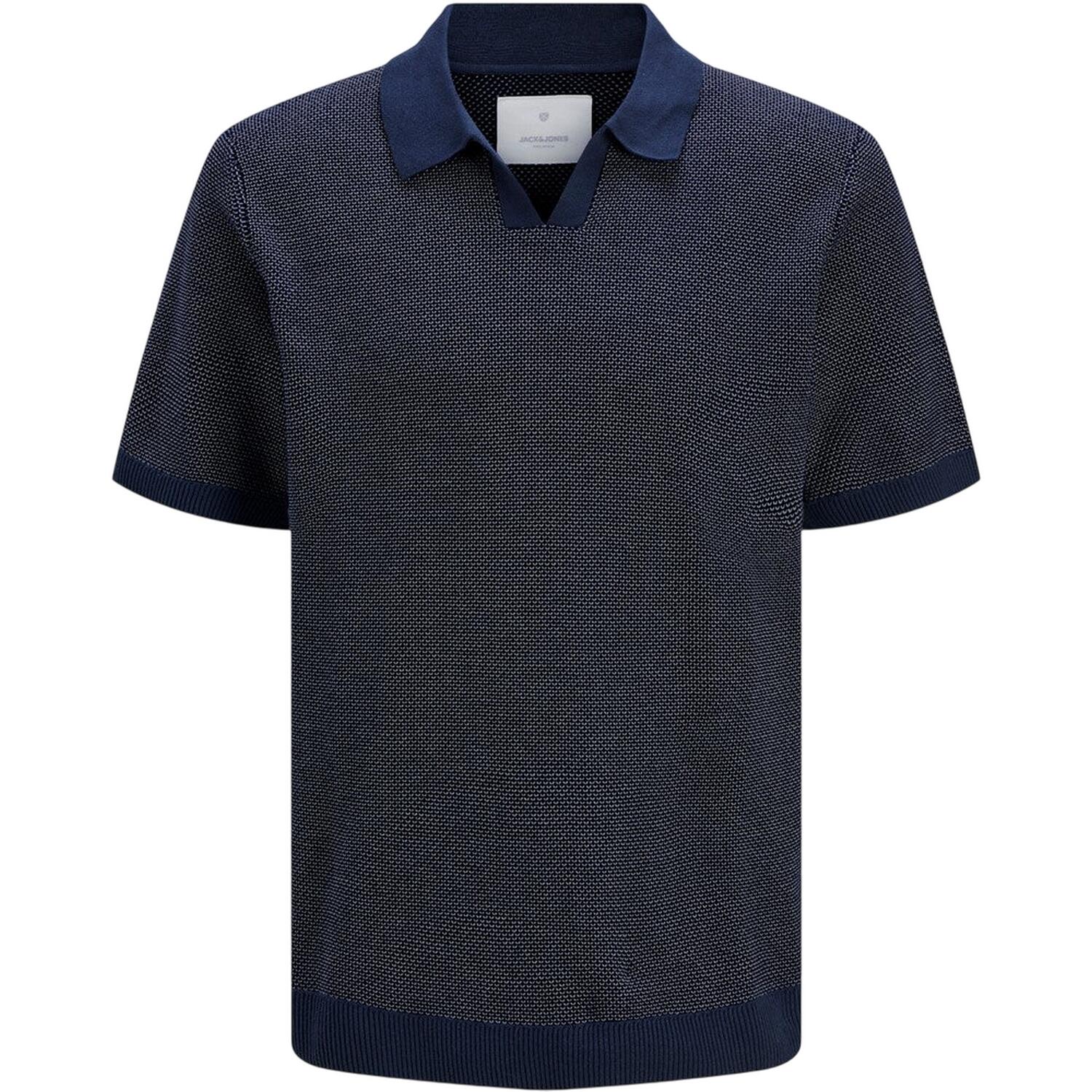 Jack And Jones Mens Knitted Split Neck Polo Shirt