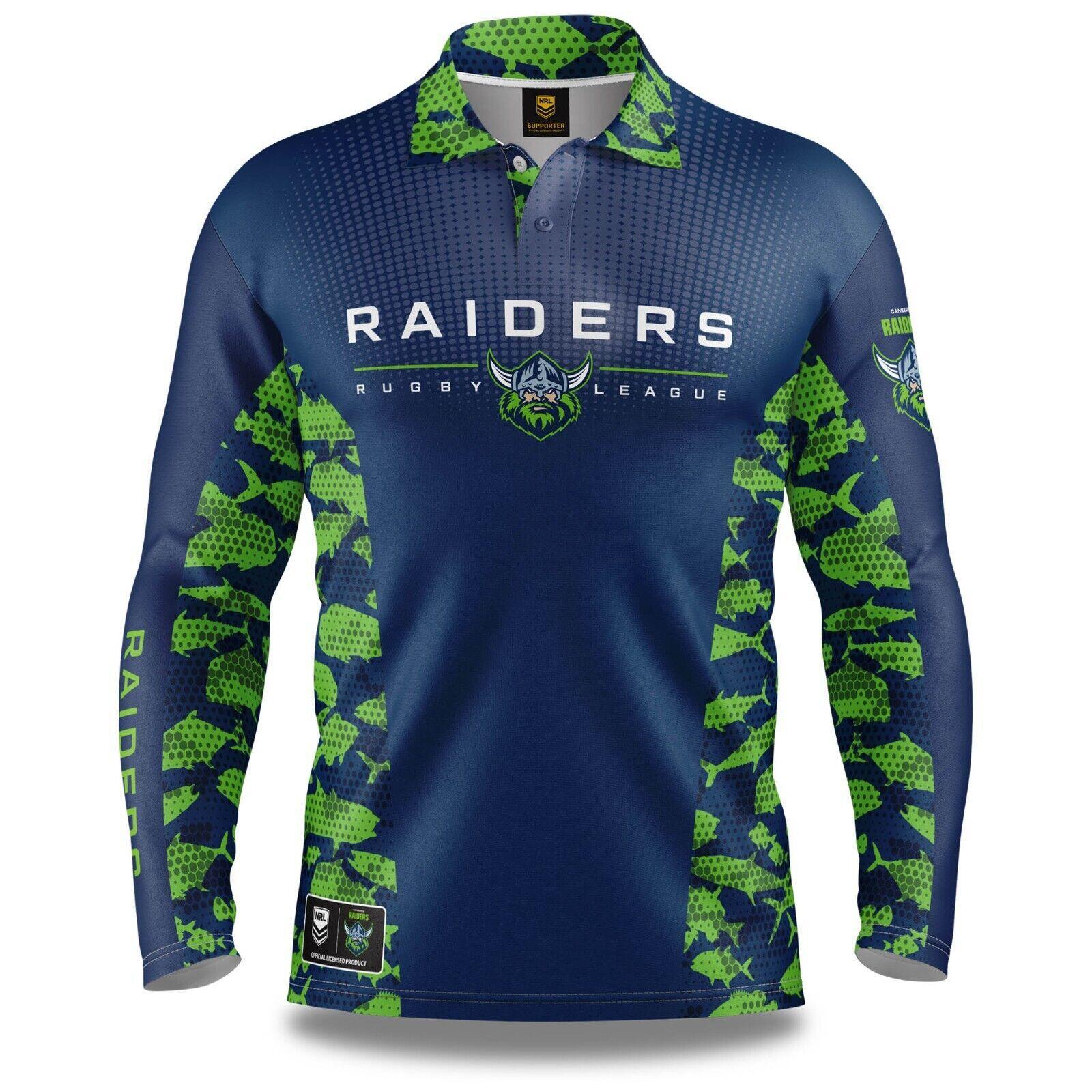 NRL Long Sleeve Reef Runner Fishing Polo Tee Shirt - Canberra Raiders - YOUTH