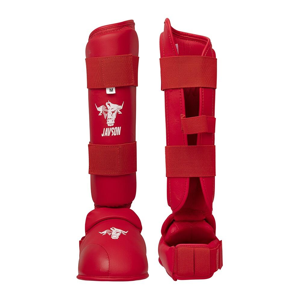 Javson Karate Shin Guards – Red Premium Lightweight PU Shin Pads