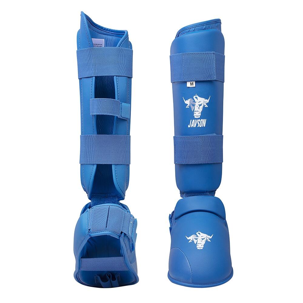 Javson Karate Shin Guards – Blue Premium Lightweight PU Shin Pads