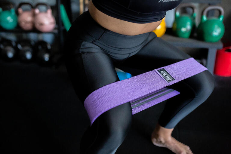 Non-slip fabric resistance bands in three colours