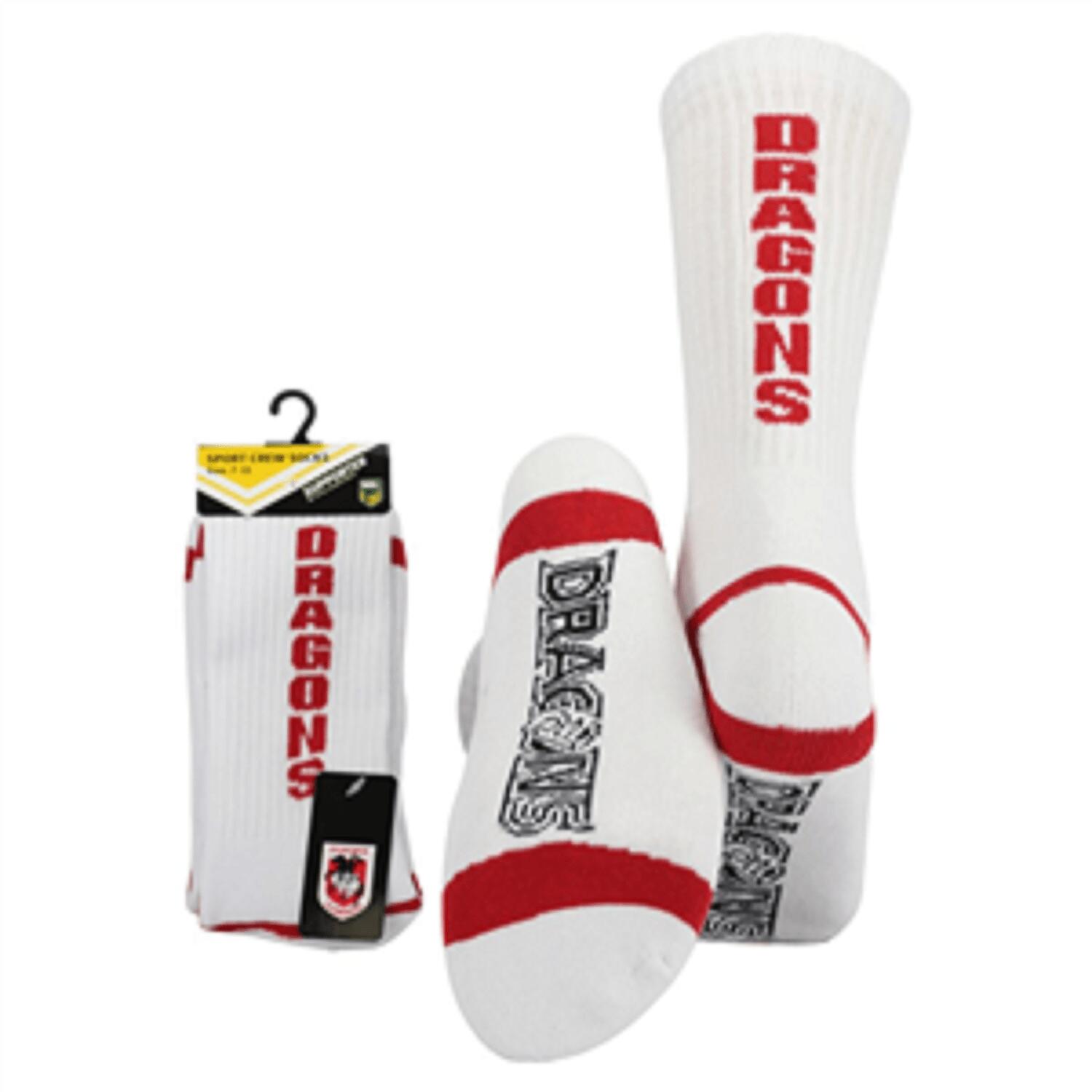 NRL Mens Crew Socks - St George Illawarra Dragons - One Set - Sock