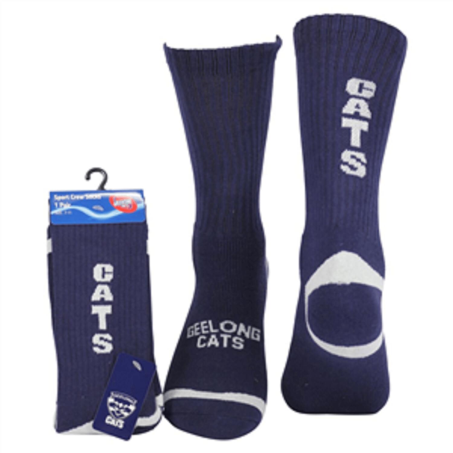 AFL Mens Crew Socks - Geelong Cats - One Set - Sock